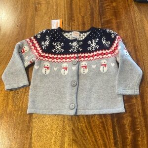 NWT Gymboree Holiday Gray and Navy Snowman Snowflake Cardigan 6-12 Months